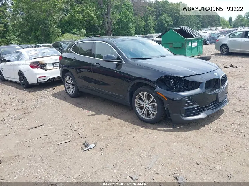 2022 BMW X2 xDrive28I VIN: WBXYJ1C09N5T93222 Lot: 45332579