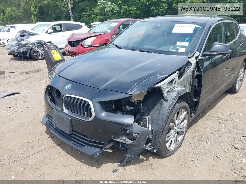 2022 BMW X2 xDrive28I VIN: WBXYJ1C09N5T93222 Lot: 45332579
