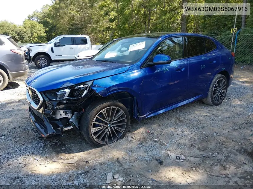 2025 BMW X2 xDrive28I VIN: WBX63GM03S5067916 Lot: 45274102