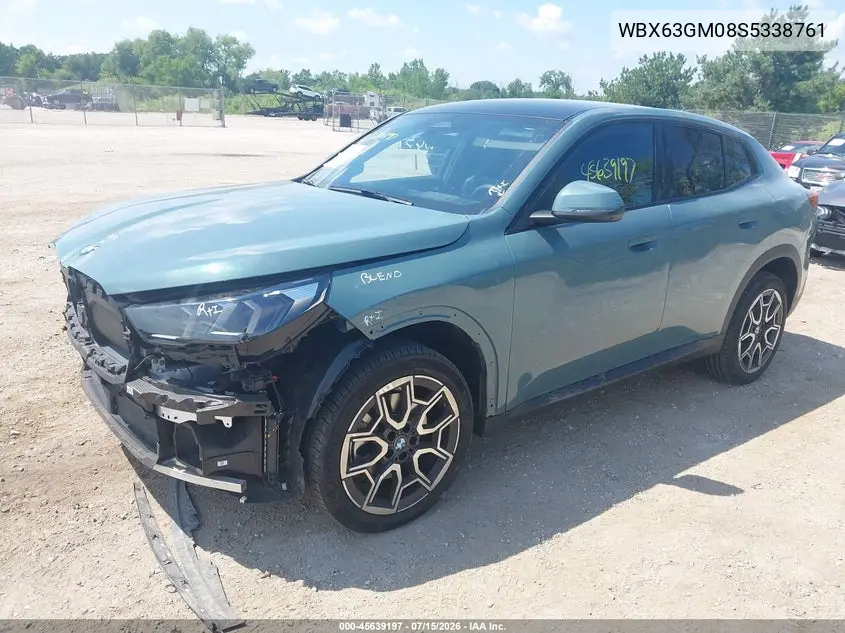 2025 BMW X2 xDrive28I VIN: WBX63GM08S5338761 Lot: 45639197