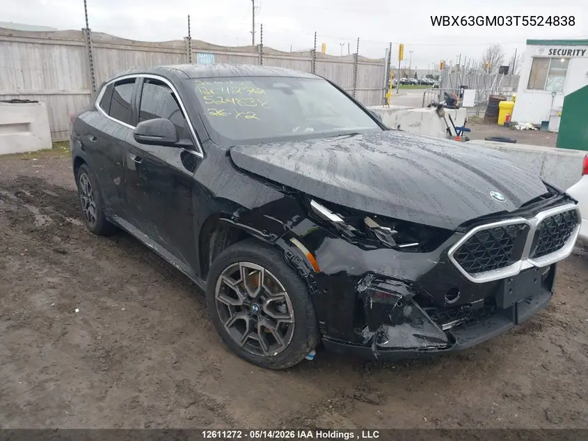 2026 BMW X2 xDrive28I VIN: WBX63GM03T5524838 Lot: 12611272