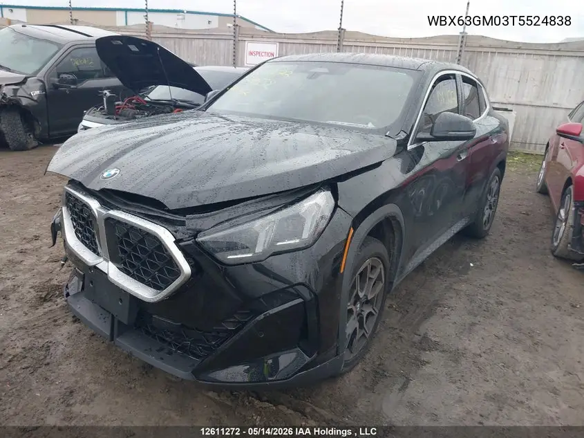 2026 BMW X2 xDrive28I VIN: WBX63GM03T5524838 Lot: 12611272