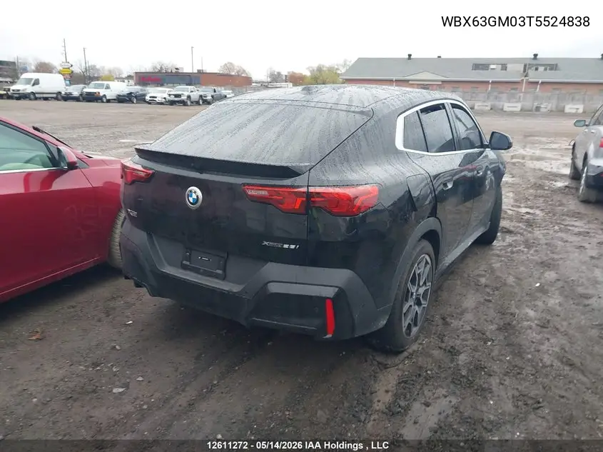 2026 BMW X2 xDrive28I VIN: WBX63GM03T5524838 Lot: 12611272