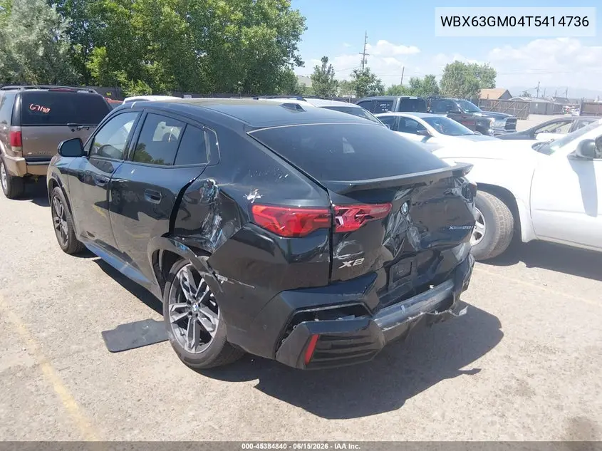2026 BMW X2 xDrive28I VIN: WBX63GM04T5414736 Lot: 45384840
