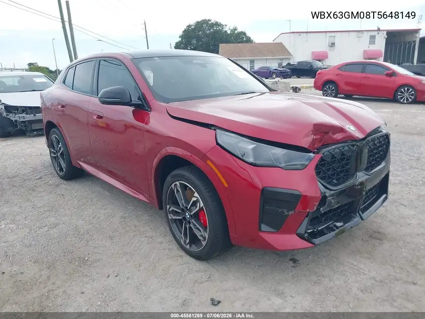 2026 BMW X2 xDrive28I VIN: WBX63GM08T5648149 Lot: 45561269