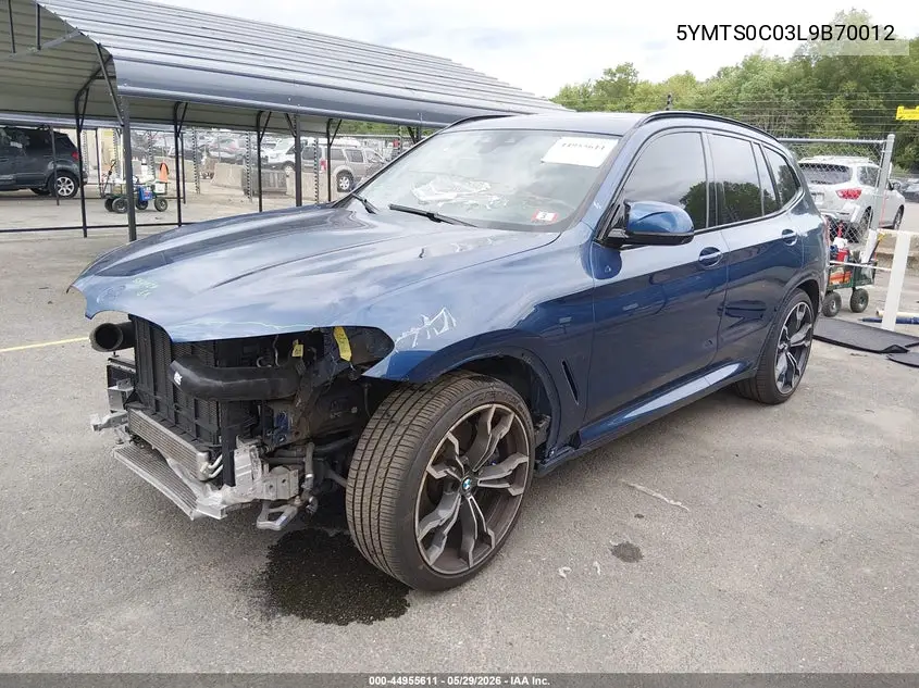 2020 BMW X3 M VIN: 5YMTS0C03L9B70012 Lot: 44955611