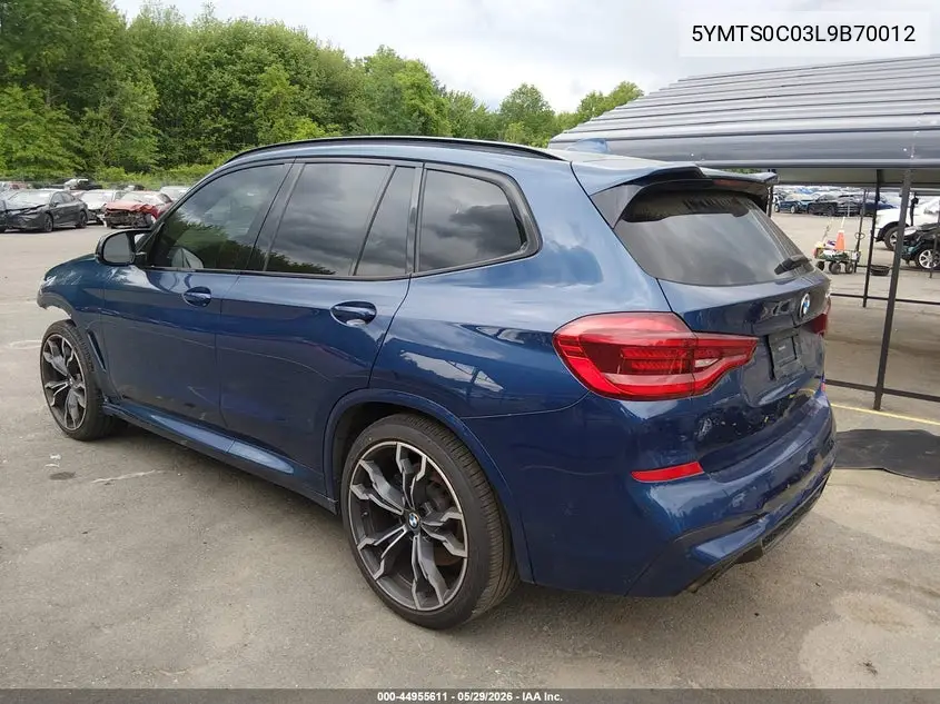 2020 BMW X3 M VIN: 5YMTS0C03L9B70012 Lot: 44955611