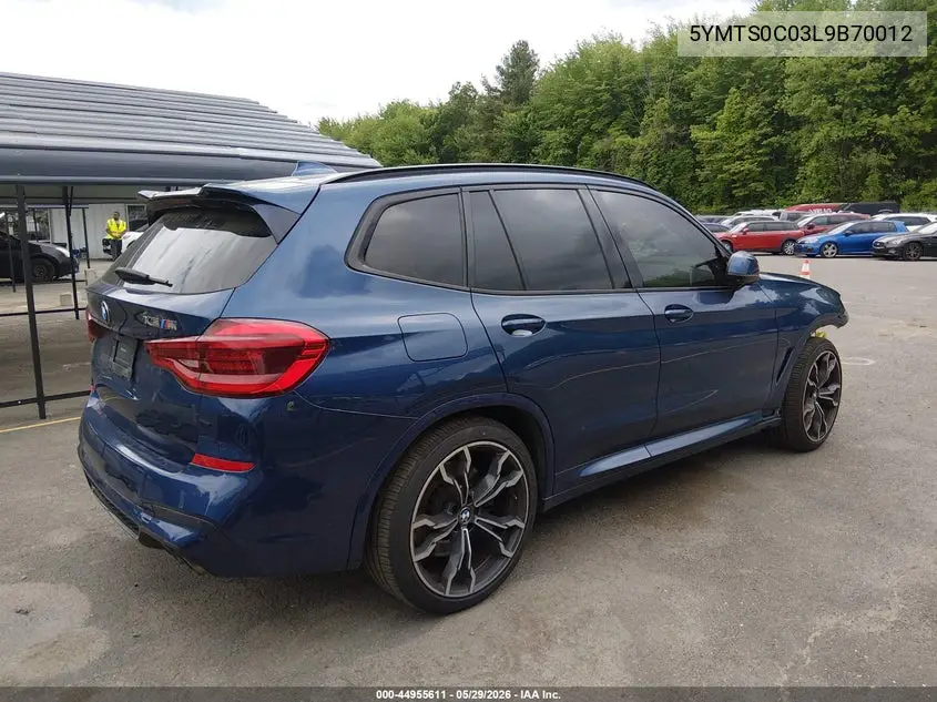 2020 BMW X3 M VIN: 5YMTS0C03L9B70012 Lot: 44955611