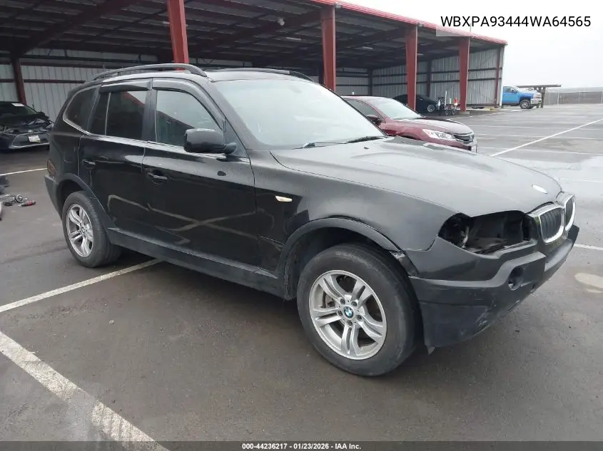 2004 BMW X3 3.0I VIN: WBXPA93444WA64565 Lot: 44236217
