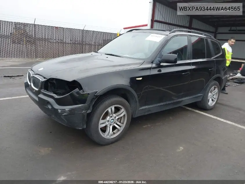 2004 BMW X3 3.0I VIN: WBXPA93444WA64565 Lot: 44236217