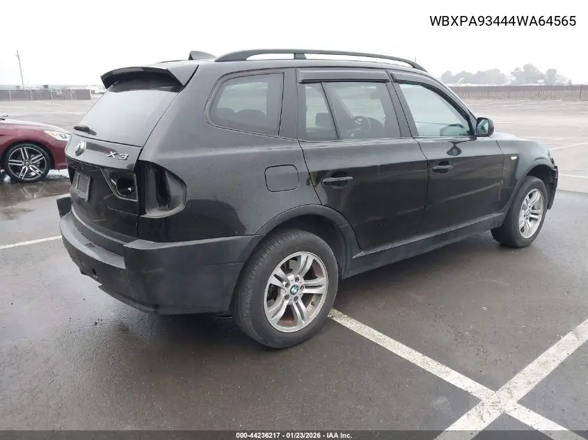 2004 BMW X3 3.0I VIN: WBXPA93444WA64565 Lot: 44236217