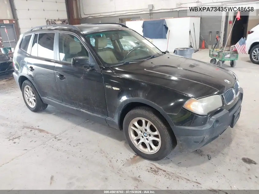 2005 BMW X3 2.5I VIN: WBXPA73435WC48658 Lot: 45618783