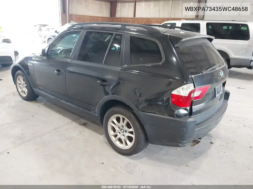 2005 BMW X3 2.5I VIN: WBXPA73435WC48658 Lot: 45618783
