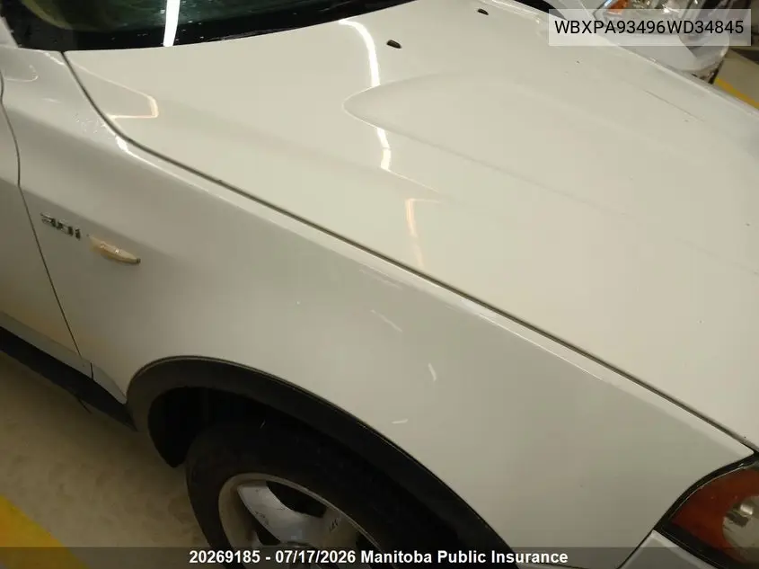 2006 BMW X3 3.0I VIN: WBXPA93496WD34845 Lot: 20269185