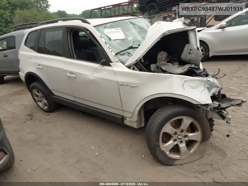 2007 BMW X3 3.0Si VIN: WBXPC93487WJ01936 Lot: 45625896