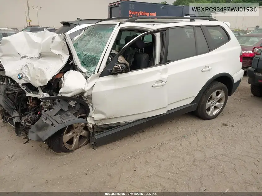 2007 BMW X3 3.0Si VIN: WBXPC93487WJ01936 Lot: 45625896