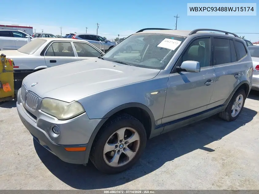 2008 BMW X3 3.0Si VIN: WBXPC93488WJ15174 Lot: 45627472