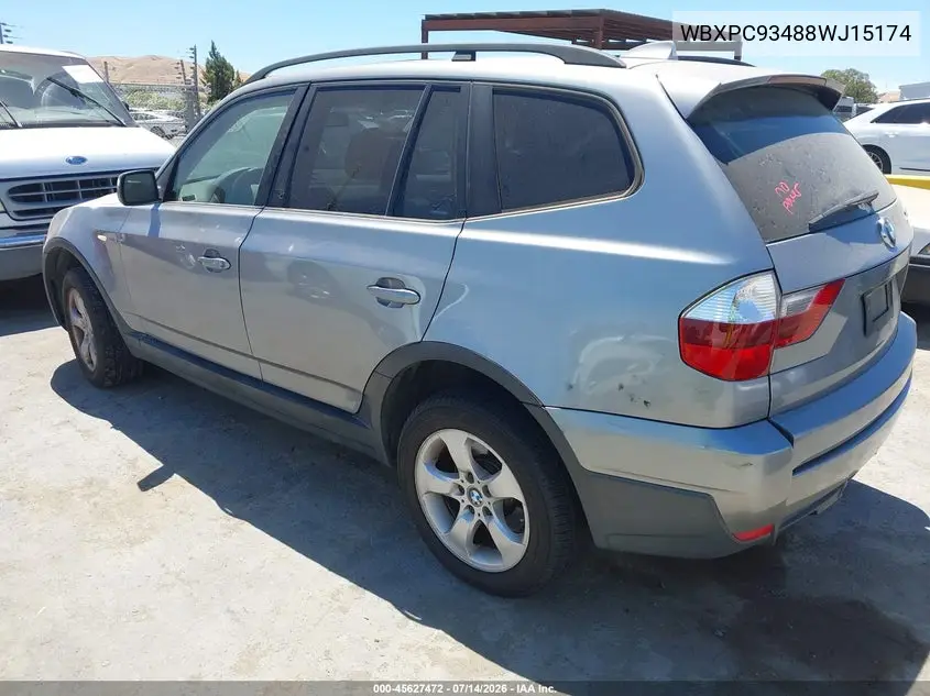 2008 BMW X3 3.0Si VIN: WBXPC93488WJ15174 Lot: 45627472