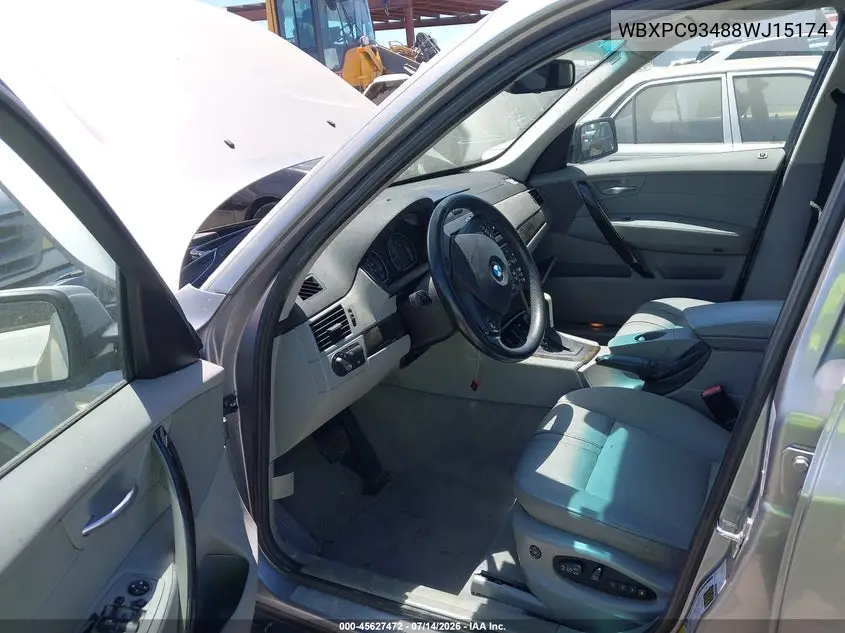 2008 BMW X3 3.0Si VIN: WBXPC93488WJ15174 Lot: 45627472