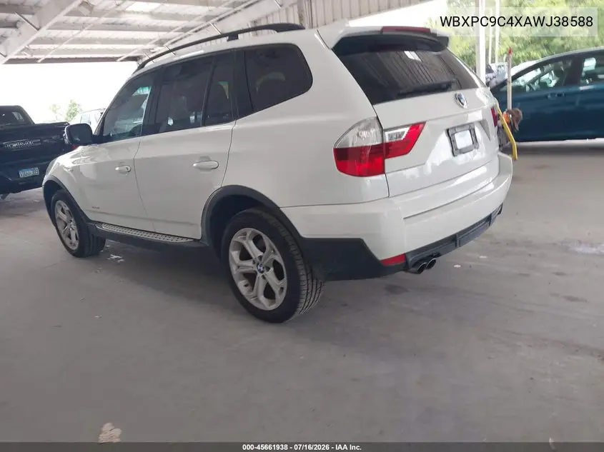 2010 BMW X3 xDrive30I VIN: WBXPC9C4XAWJ38588 Lot: 45661938