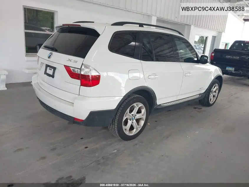 2010 BMW X3 xDrive30I VIN: WBXPC9C4XAWJ38588 Lot: 45661938