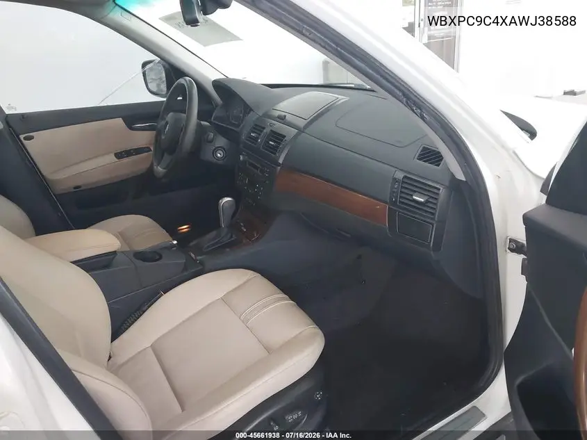 2010 BMW X3 xDrive30I VIN: WBXPC9C4XAWJ38588 Lot: 45661938