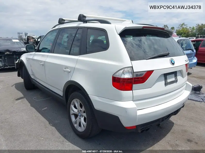 2010 BMW X3 xDrive30I VIN: WBXPC9C41AWJ34378 Lot: 45674517