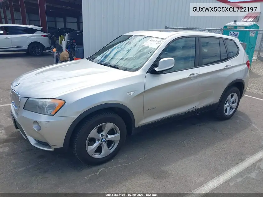 2012 BMW X3 xDrive28I VIN: 5UXWX5C5XCL722197 Lot: 45667105