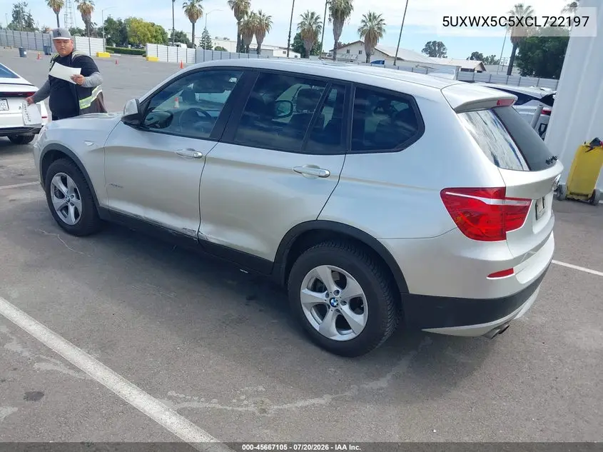 2012 BMW X3 xDrive28I VIN: 5UXWX5C5XCL722197 Lot: 45667105