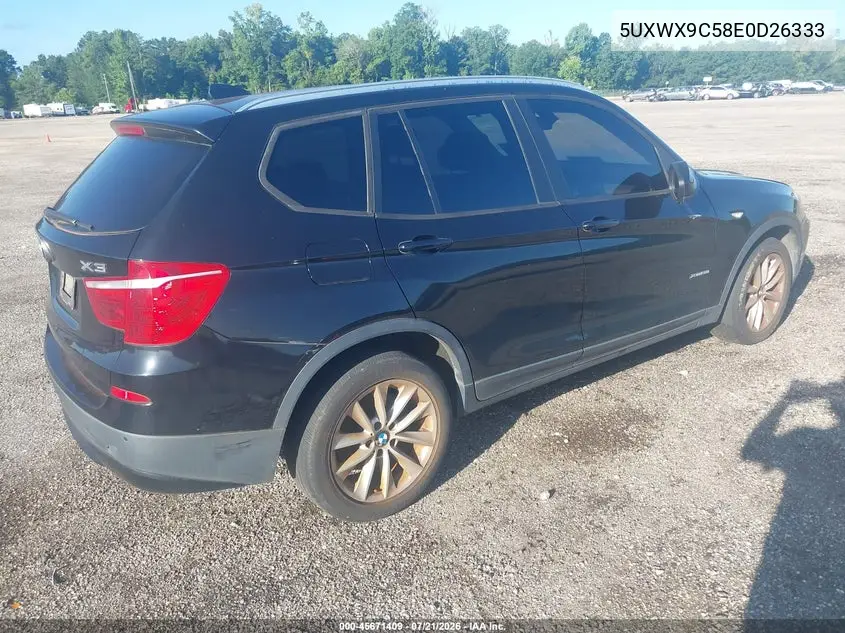 2014 BMW X3 xDrive28I VIN: 5UXWX9C58E0D26333 Lot: 45671409
