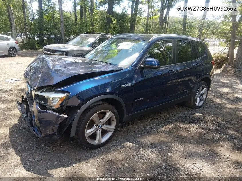 2017 BMW X3 Sdrive28I VIN: 5UXWZ7C36H0V92562 Lot: 45569685