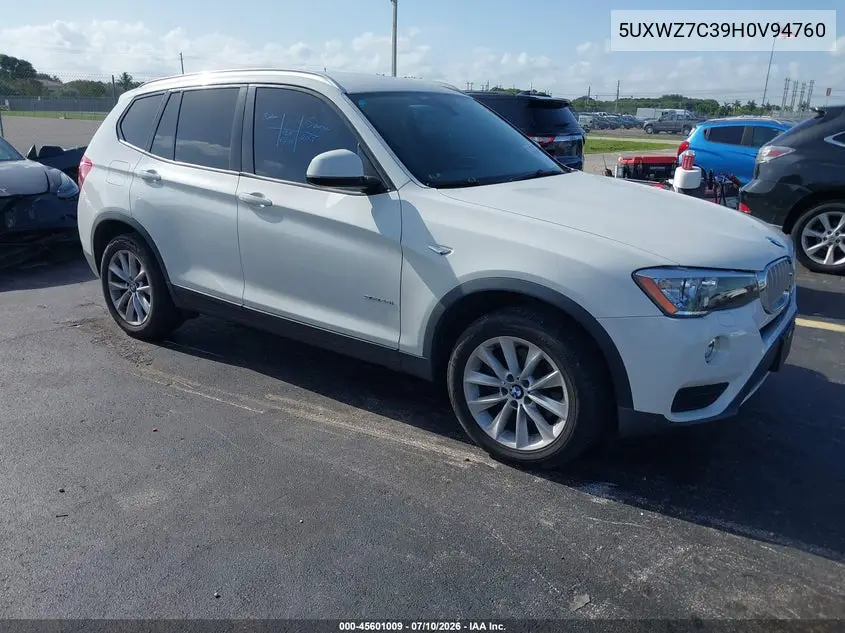 2017 BMW X3 Sdrive28I VIN: 5UXWZ7C39H0V94760 Lot: 45601009