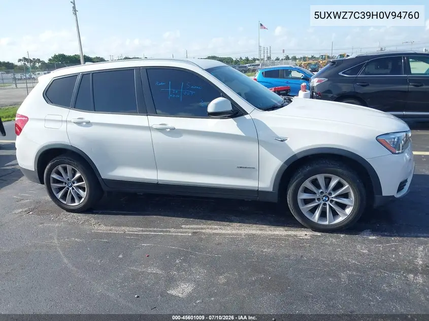 2017 BMW X3 Sdrive28I VIN: 5UXWZ7C39H0V94760 Lot: 45601009