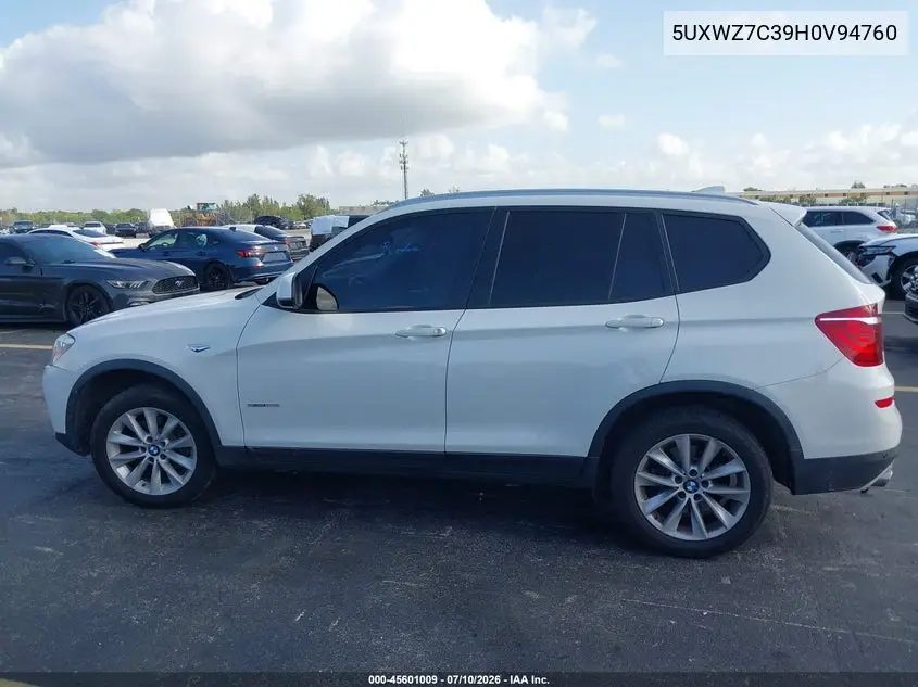 2017 BMW X3 Sdrive28I VIN: 5UXWZ7C39H0V94760 Lot: 45601009