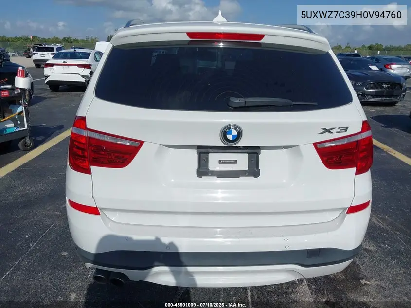 2017 BMW X3 Sdrive28I VIN: 5UXWZ7C39H0V94760 Lot: 45601009