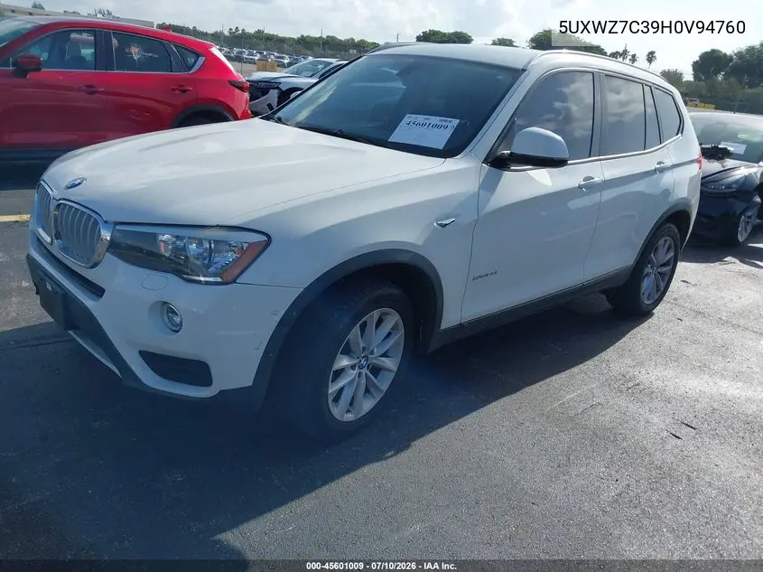 2017 BMW X3 Sdrive28I VIN: 5UXWZ7C39H0V94760 Lot: 45601009