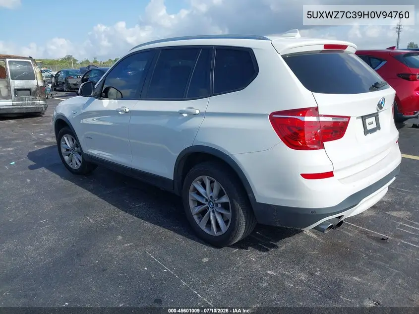 2017 BMW X3 Sdrive28I VIN: 5UXWZ7C39H0V94760 Lot: 45601009