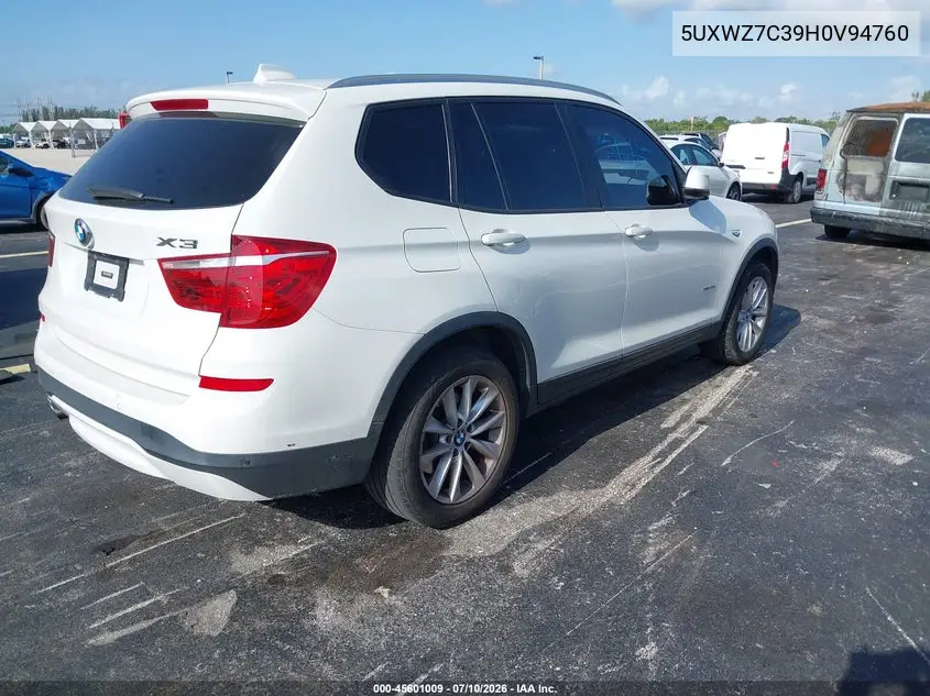 2017 BMW X3 Sdrive28I VIN: 5UXWZ7C39H0V94760 Lot: 45601009