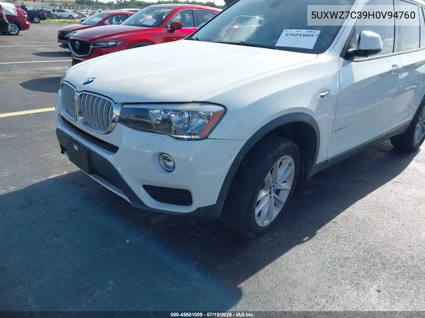 2017 BMW X3 Sdrive28I VIN: 5UXWZ7C39H0V94760 Lot: 45601009
