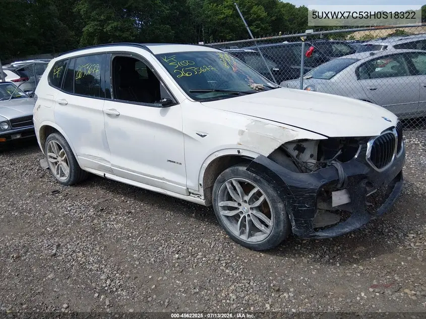 2017 BMW X3 xDrive35I VIN: 5UXWX7C53H0S18322 Lot: 45622025