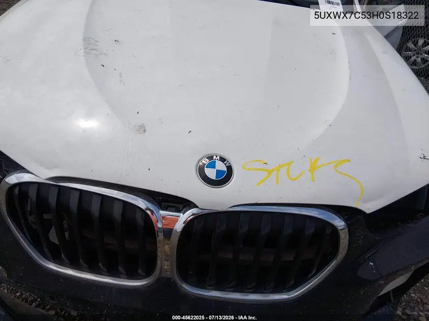 2017 BMW X3 xDrive35I VIN: 5UXWX7C53H0S18322 Lot: 45622025