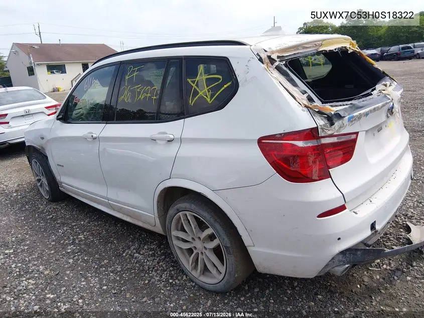 2017 BMW X3 xDrive35I VIN: 5UXWX7C53H0S18322 Lot: 45622025