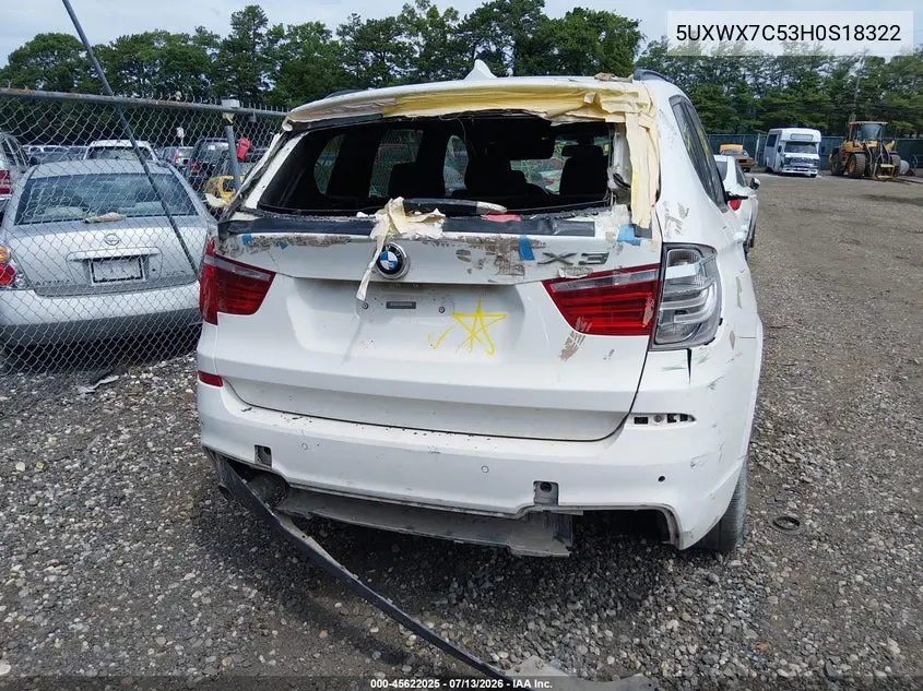 2017 BMW X3 xDrive35I VIN: 5UXWX7C53H0S18322 Lot: 45622025