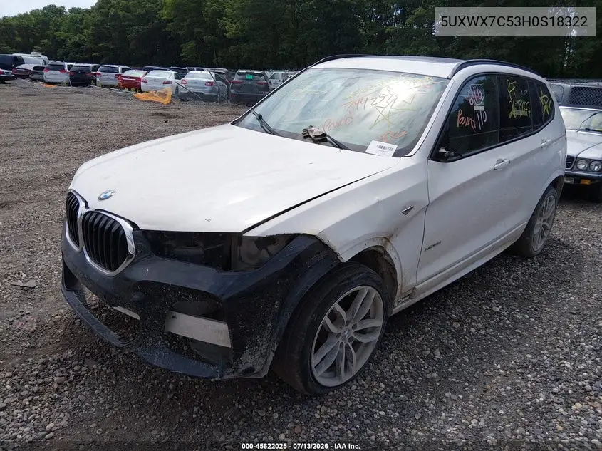2017 BMW X3 xDrive35I VIN: 5UXWX7C53H0S18322 Lot: 45622025