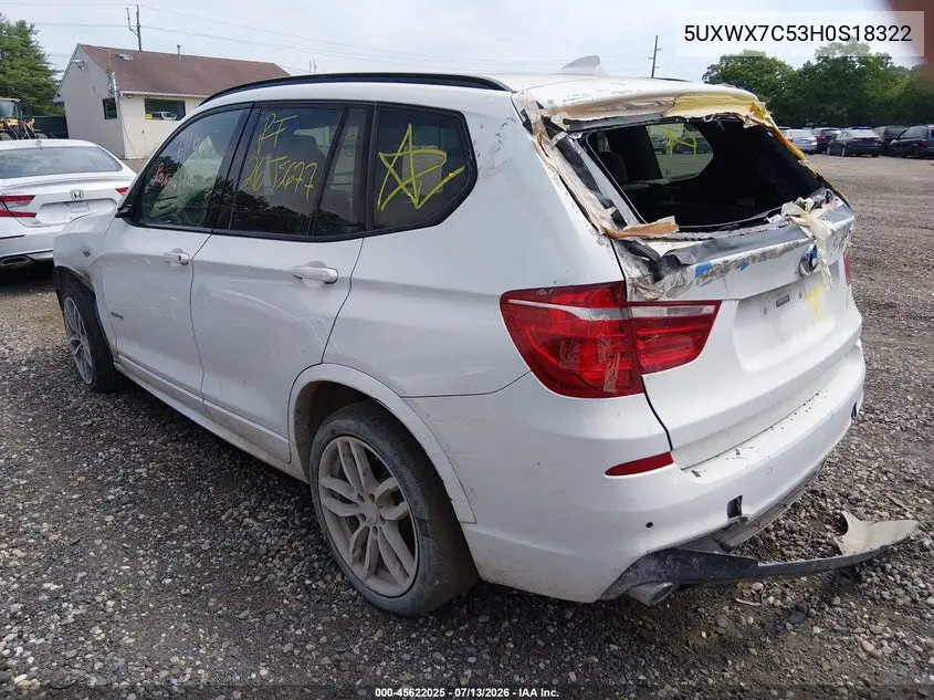 2017 BMW X3 xDrive35I VIN: 5UXWX7C53H0S18322 Lot: 45622025