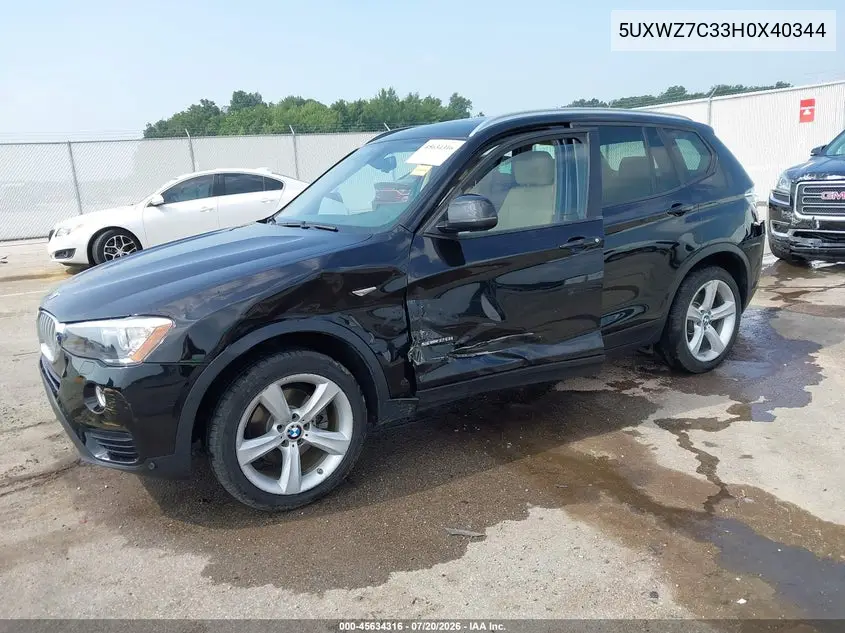 2017 BMW X3 Sdrive28I VIN: 5UXWZ7C33H0X40344 Lot: 45634316