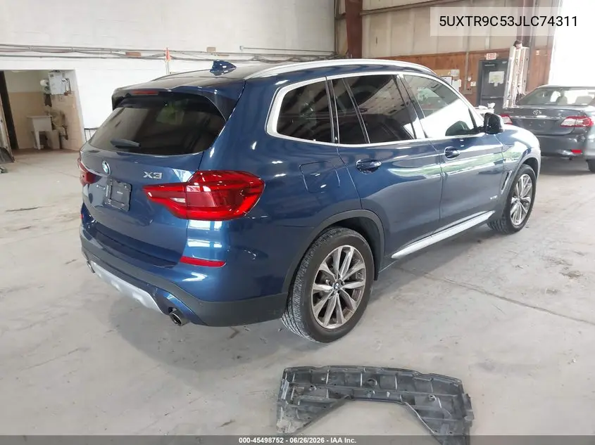 2018 BMW X3 xDrive30I VIN: 5UXTR9C53JLC74311 Lot: 45498752