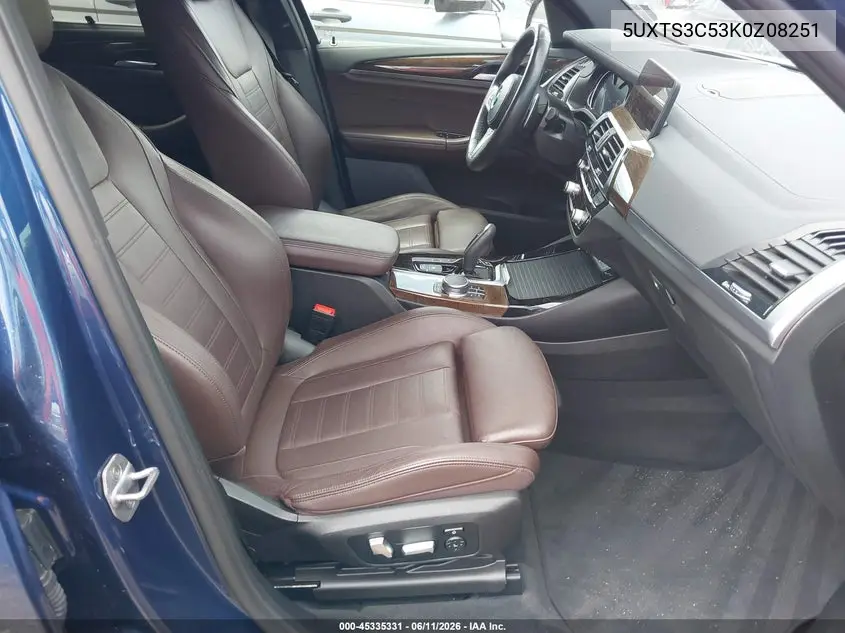 2019 BMW X3 M40I VIN: 5UXTS3C53K0Z08251 Lot: 45335331