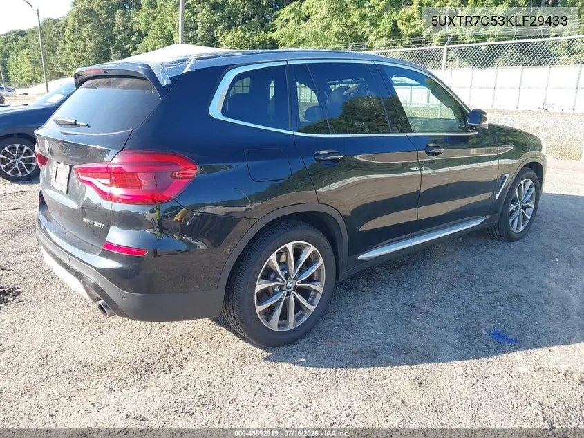 2019 BMW X3 Sdrive30I VIN: 5UXTR7C53KLF29433 Lot: 45592919
