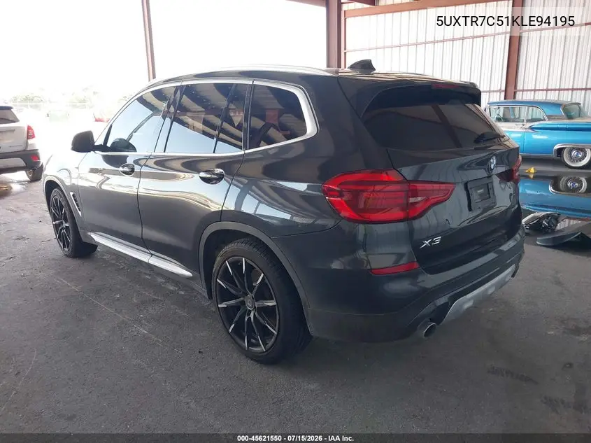2019 BMW X3 Sdrive30I VIN: 5UXTR7C51KLE94195 Lot: 45621550